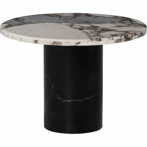 Ande Side Table in Polished Luna Marble & Polished Noir Black Marble